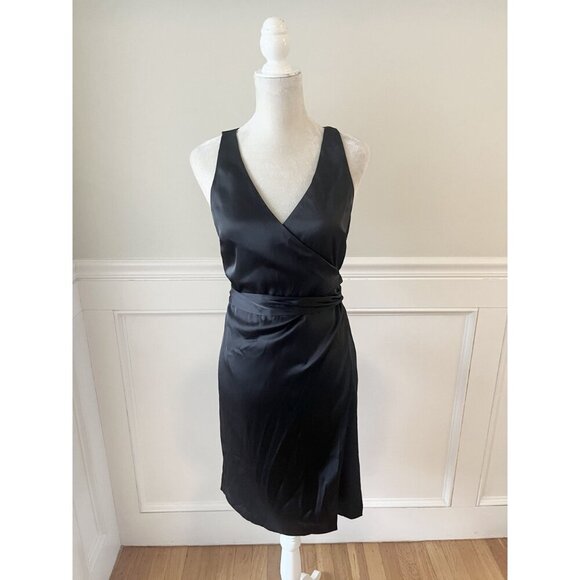 Gap NWT Black Satin Wrap Dress Size S - Picture 3 of 6